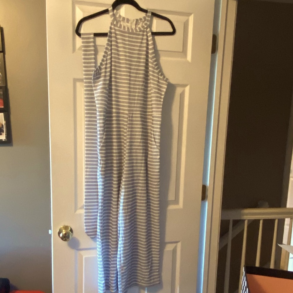 Grey striped romper